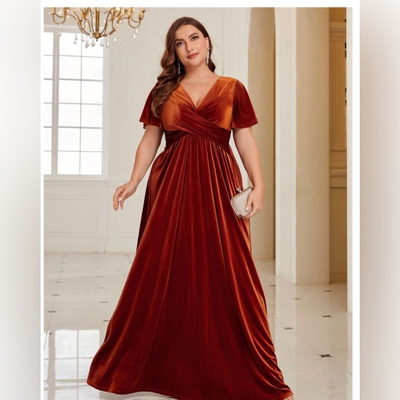 Orange Velvet SHEIN Dress 1x! - Picture 7 of 9